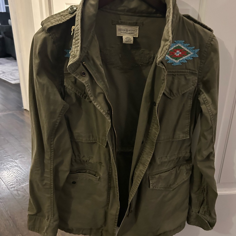 Denim & Supply Ralph Lauren Olive Jacket with Embroidered Accents
